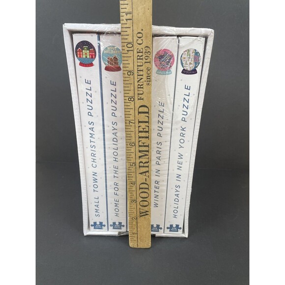 City Snowdome Set Of 5 Shaped Puzzles 200 Pcs Each New Holiday Puzzles Pink Sky - Picture 7 of 8